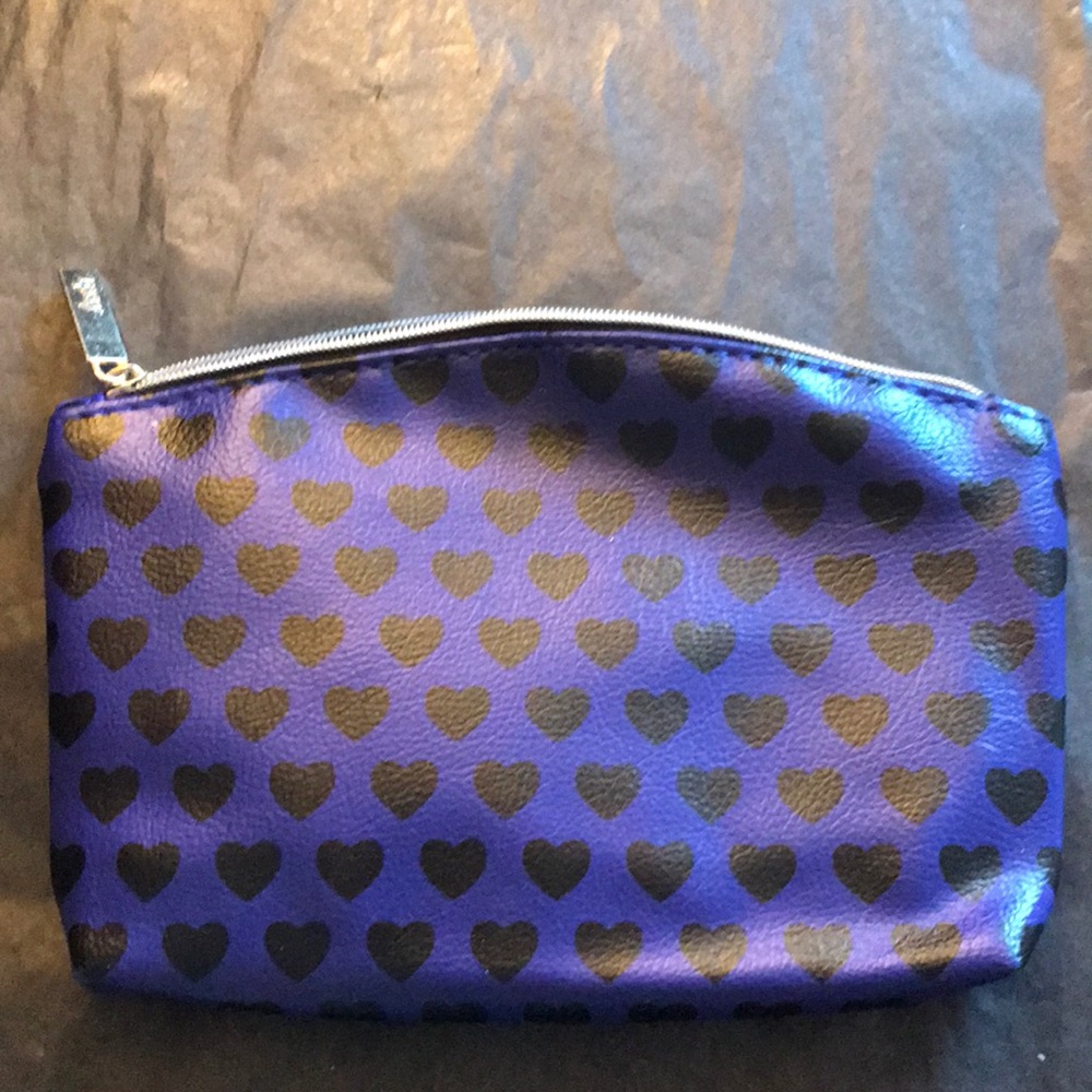 Ipsy purple w/ black hearts makeup bag